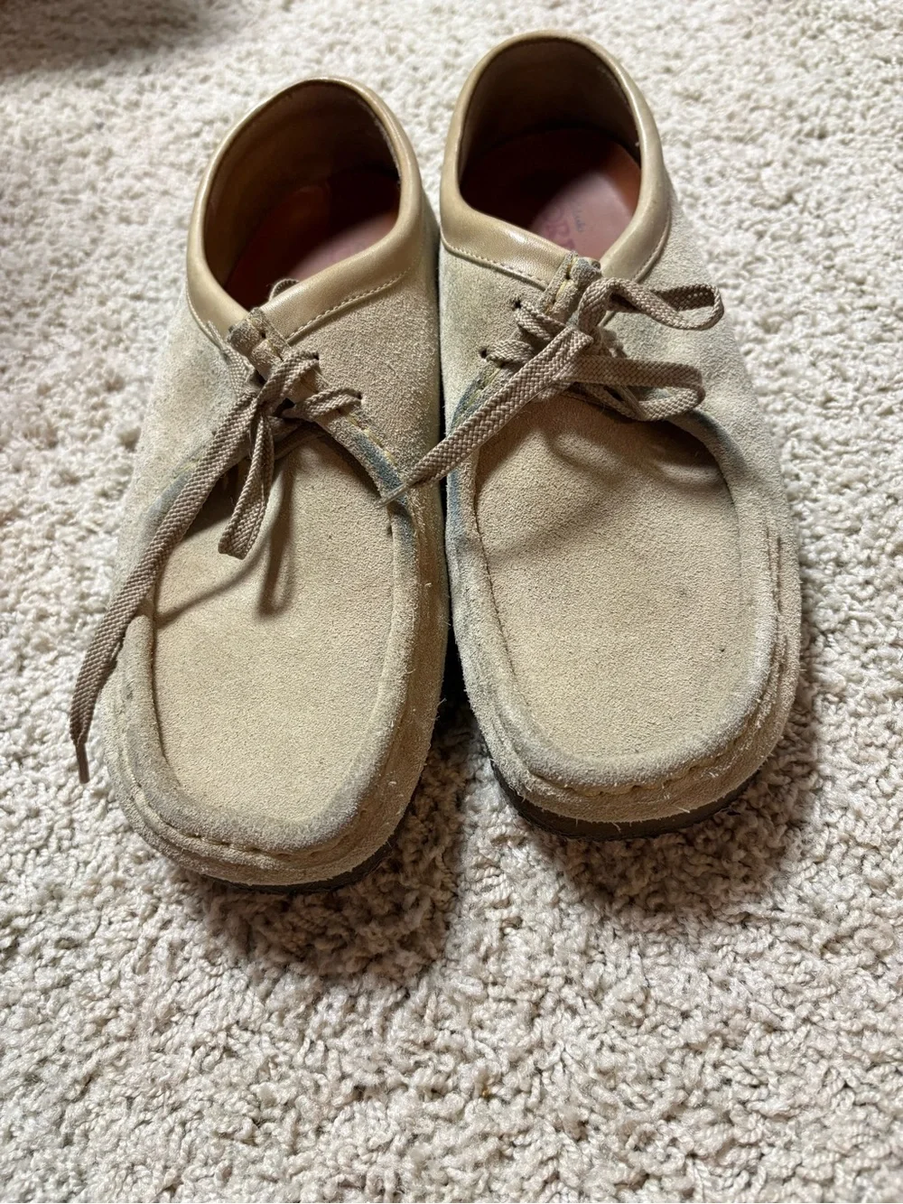 Men's Suede Clarks Originals Wallabees in Beige 11.5